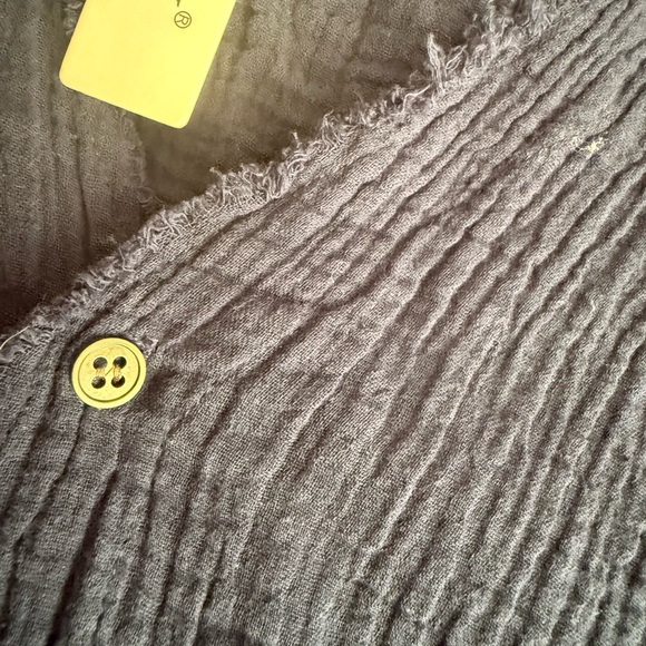 Igenjun Navy Gauze V Neck Beach Pool Coverup NWT XL Resort Wear Swim Tunic LS - Picture 9 of 10